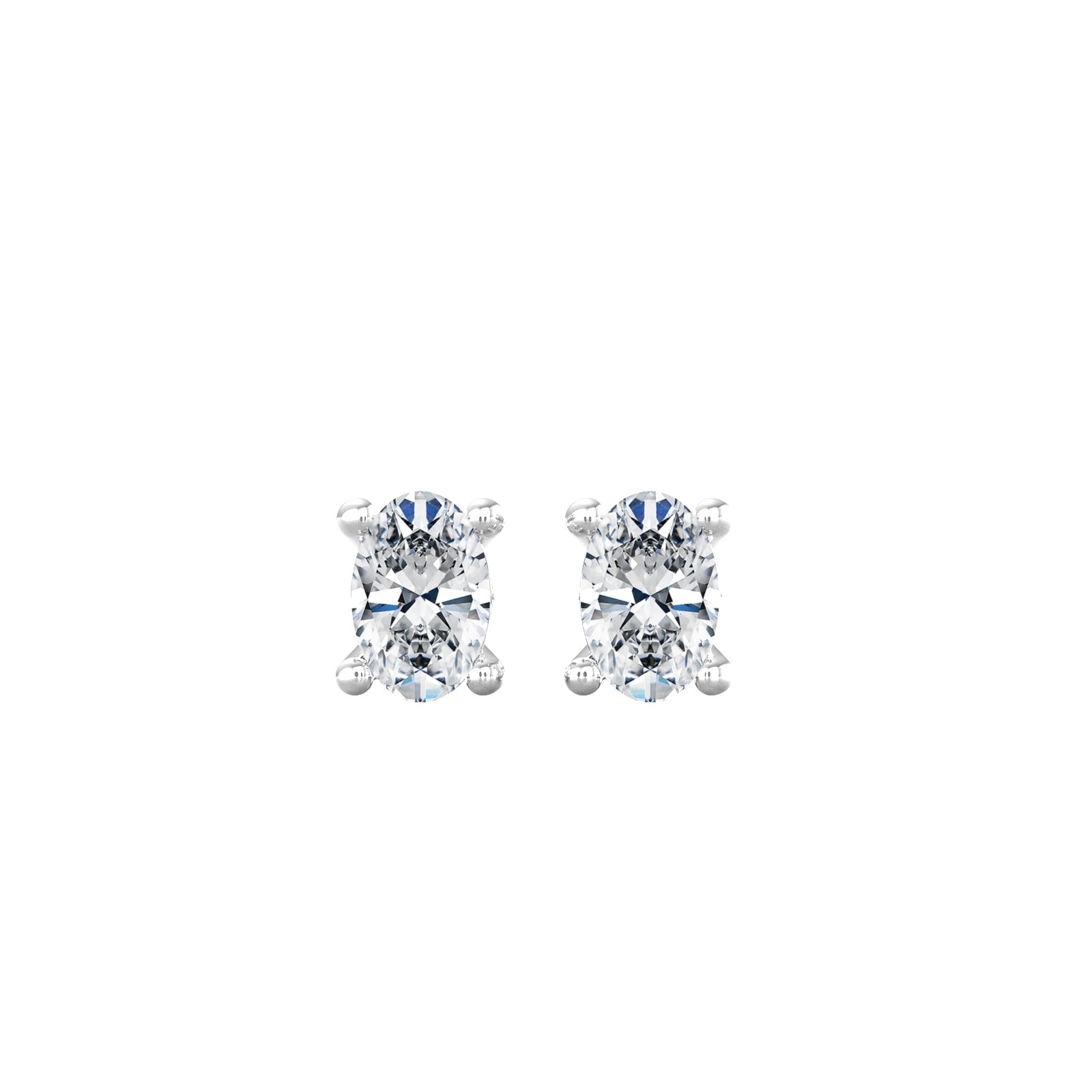 9ct White Gold 4 Claw Oval Cut 0.80ct Diamond Stud Earrings