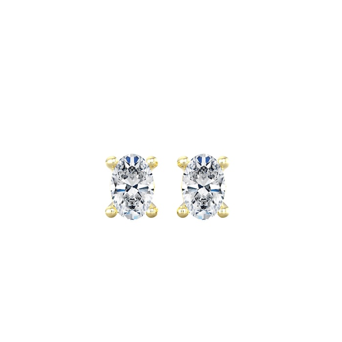 By Request 9ct Yellow Gold 4 Claw Oval Cut 0.80ct Diamond Stud Earrings