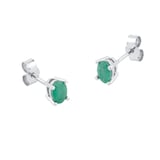 By Request 9ct White Gold 4 Claw Oval Cut Emerald Stud Earrings
