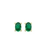 By Request 9ct Yellow Gold 4 Claw Oval Cut Emerald Stud Earrings