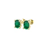 By Request 9ct Yellow Gold 4 Claw Oval Cut Emerald Stud Earrings