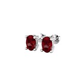 By Request 9ct White Gold 4 Claw Oval Cut Garnet Stud Earrings