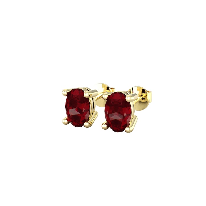 By Request 9ct Yellow Gold 4 Claw Oval Cut Garnet Stud Earrings