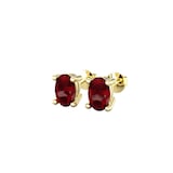 By Request 9ct Yellow Gold 4 Claw Oval Cut Garnet Stud Earrings