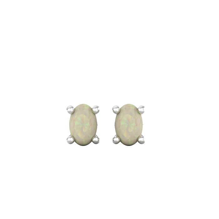 By Request 9ct White Gold 4 Claw Oval Cut Opal Stud Earrings