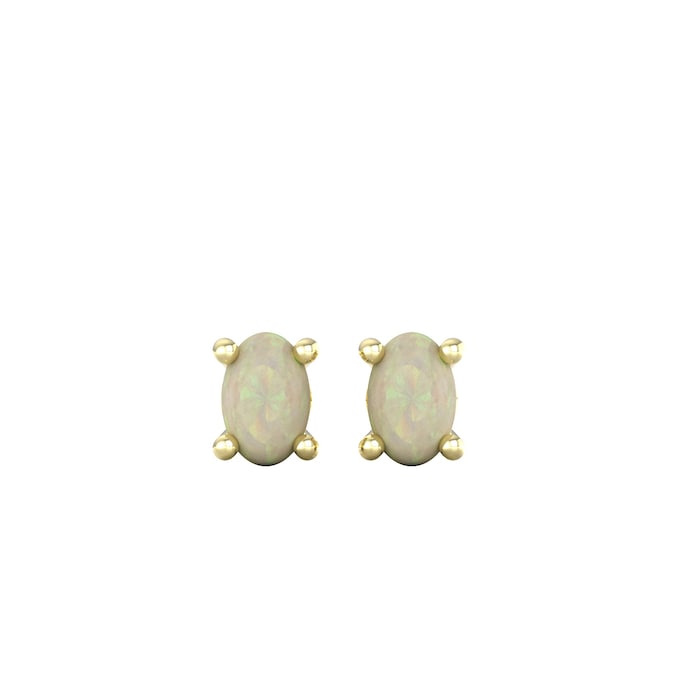 By Request 9ct Yellow Gold 4 Claw Oval Cut Opal Stud Earrings