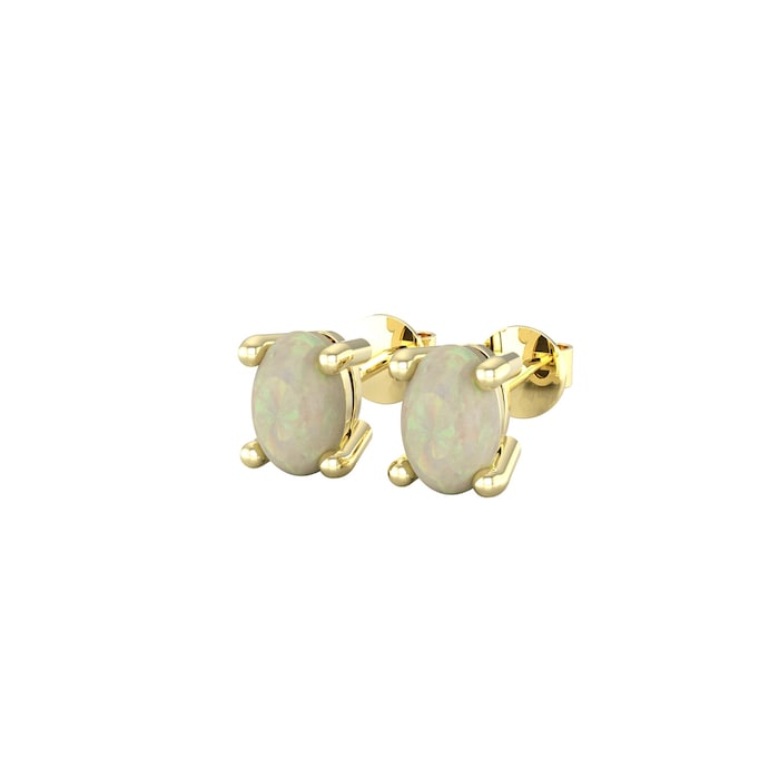 By Request 9ct Yellow Gold 4 Claw Oval Cut Opal Stud Earrings