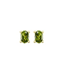 37894272 - 9ct Yellow Gold 4 Claw Oval Cut Peridot Stud Earrings