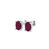 By Request 9ct White Gold 4 Claw Oval Cut Ruby Stud Earrings