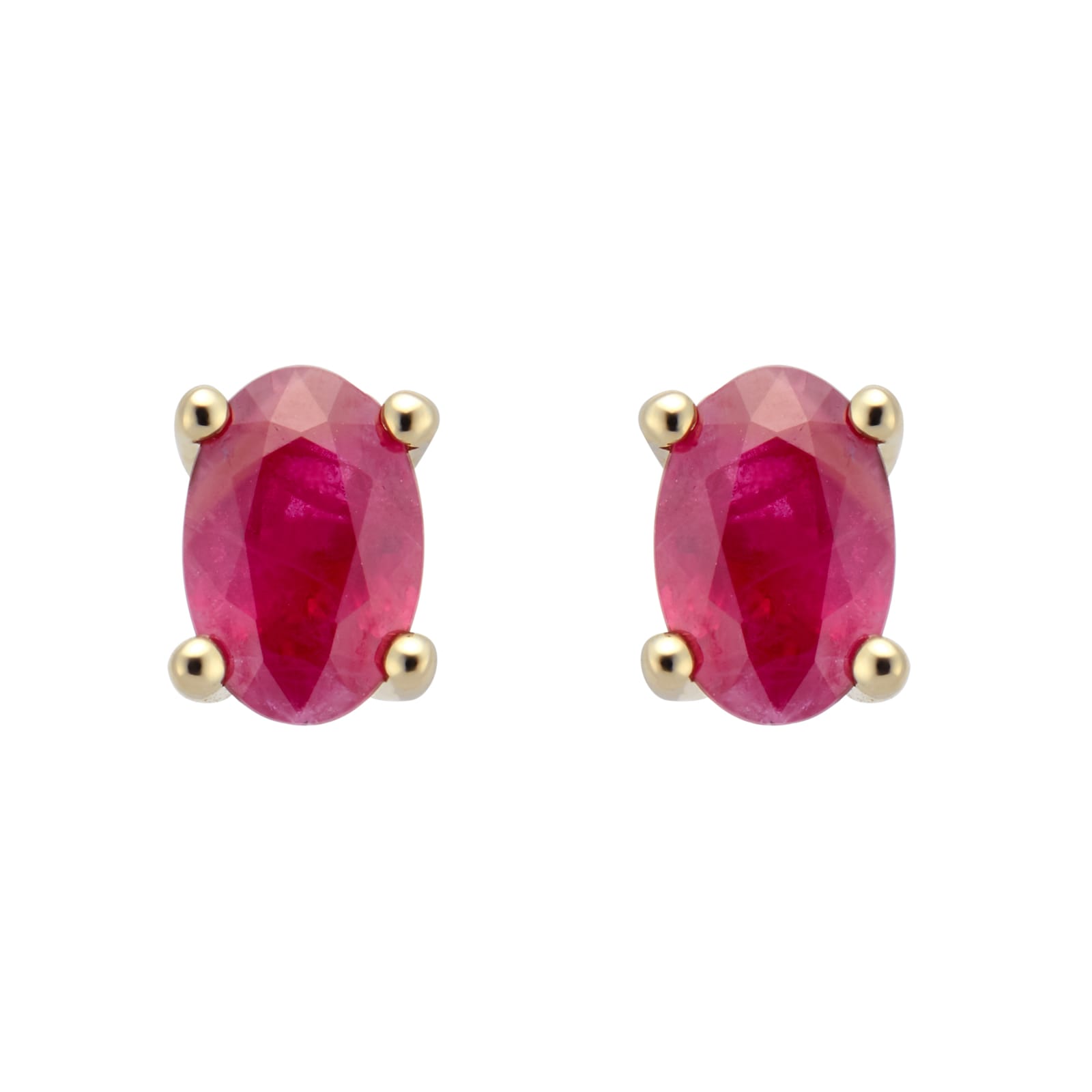 By Request 9ct Yellow Gold 4 Claw Oval Cut Ruby Stud Earrings