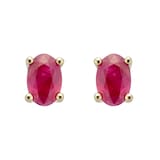 By Request 9ct Yellow Gold 4 Claw Oval Cut Ruby Stud Earrings