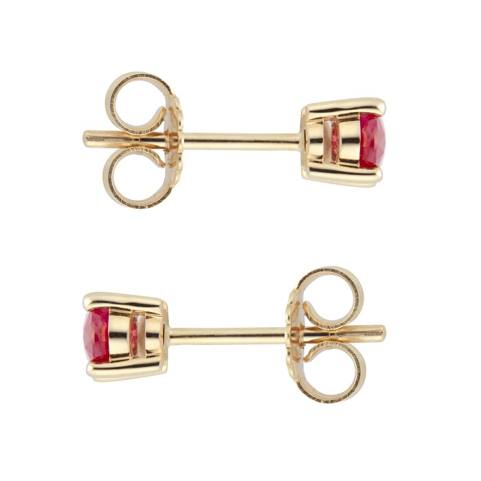 By Request 9ct Yellow Gold 4 Claw Oval Cut Ruby Stud Earrings