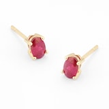 By Request 9ct Yellow Gold 4 Claw Oval Cut Ruby Stud Earrings