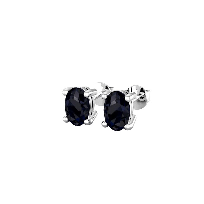 By Request 9ct White Gold 4 Claw Oval Cut Sapphire Stud Earrings