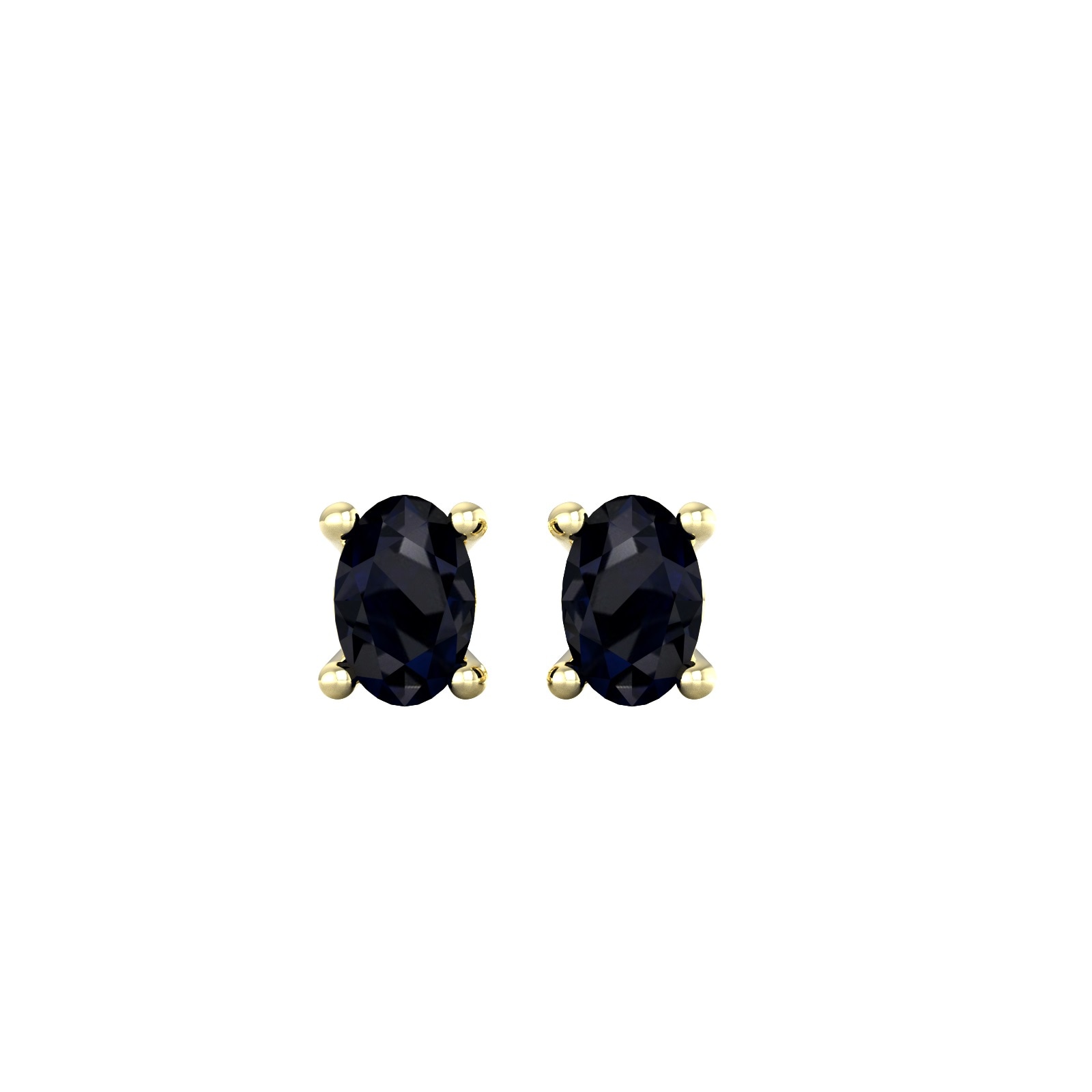 9ct yellow gold 4 claw oval cut sapphire stud earrings