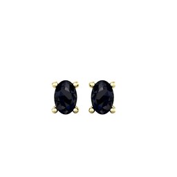 37894276 - 9ct Yellow Gold 4 Claw Oval Cut Sapphire Stud Earrings