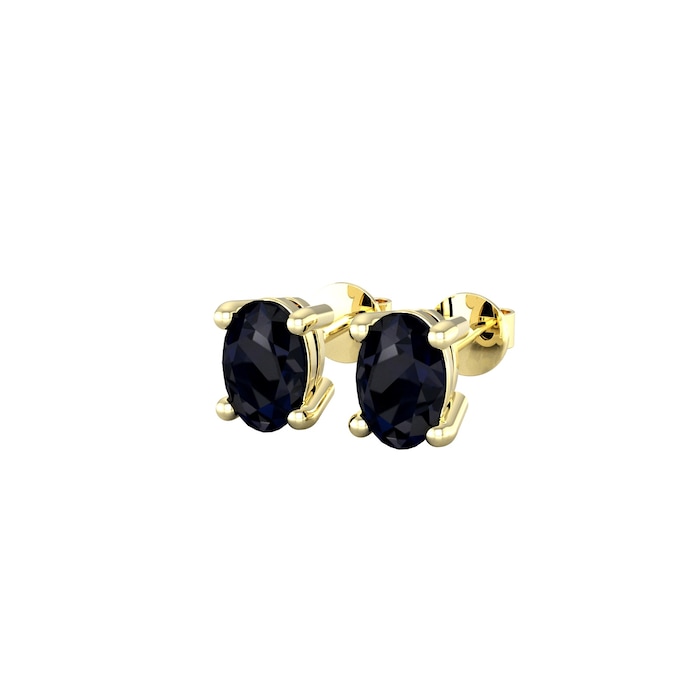 By Request 9ct Yellow Gold 4 Claw Oval Cut Sapphire Stud Earrings