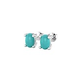 By Request 9ct White Gold 4 Claw Oval Cut Turquoise Stud Earrings