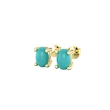 By Request 9ct Yellow Gold 4 Claw Oval Cut Turquoise Stud Earrings