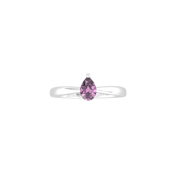 By Request 9ct White Gold 4 Claw Pear Cut Amethyst Ring - Ring Size E