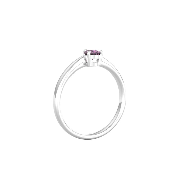 By Request 9ct White Gold 4 Claw Pear Cut Amethyst Ring - Ring Size D.5