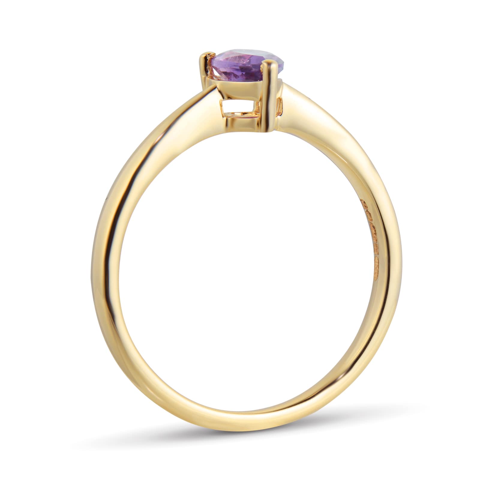 By Request 9ct Yellow Gold 4 Claw Pear Cut Amethyst Ring - Ring Size R By Request 9ct Yellow Gold 4 Claw Pear Cut Amethyst Ring - Ring Size R