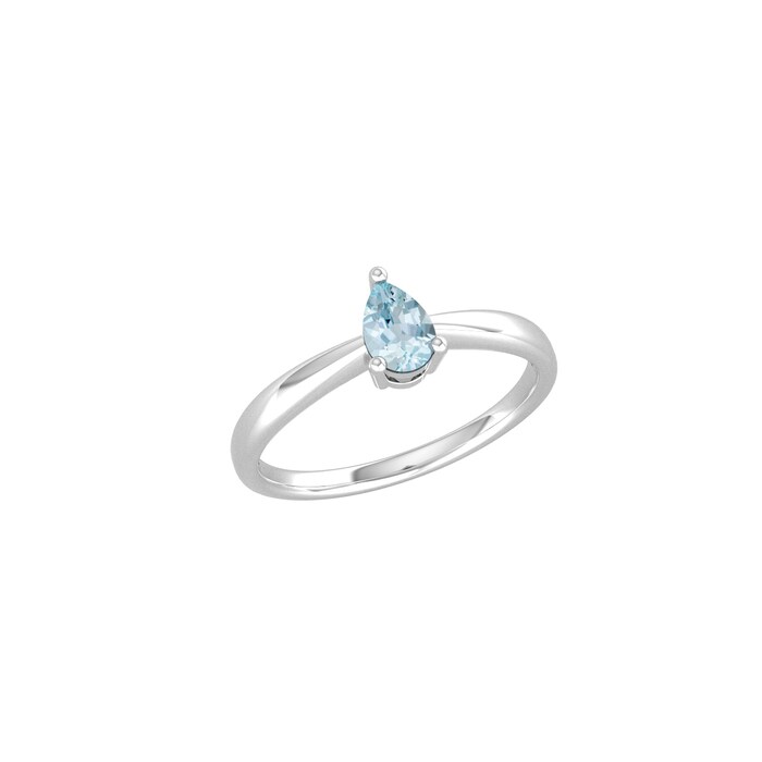 By Request 9ct White Gold 4 Claw Pear Cut Aquamarine Ring - Ring Size A.5