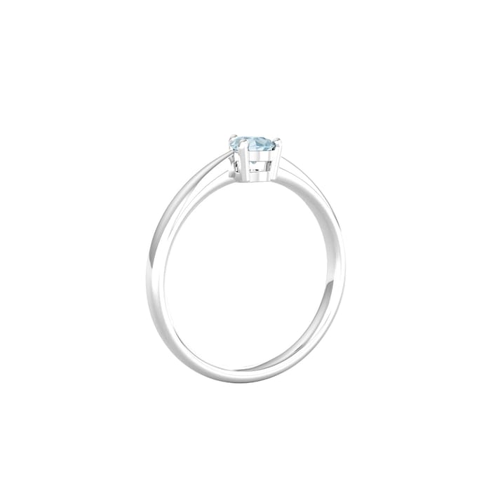 By Request 9ct White Gold 4 Claw Pear Cut Aquamarine Ring - Ring Size N.5