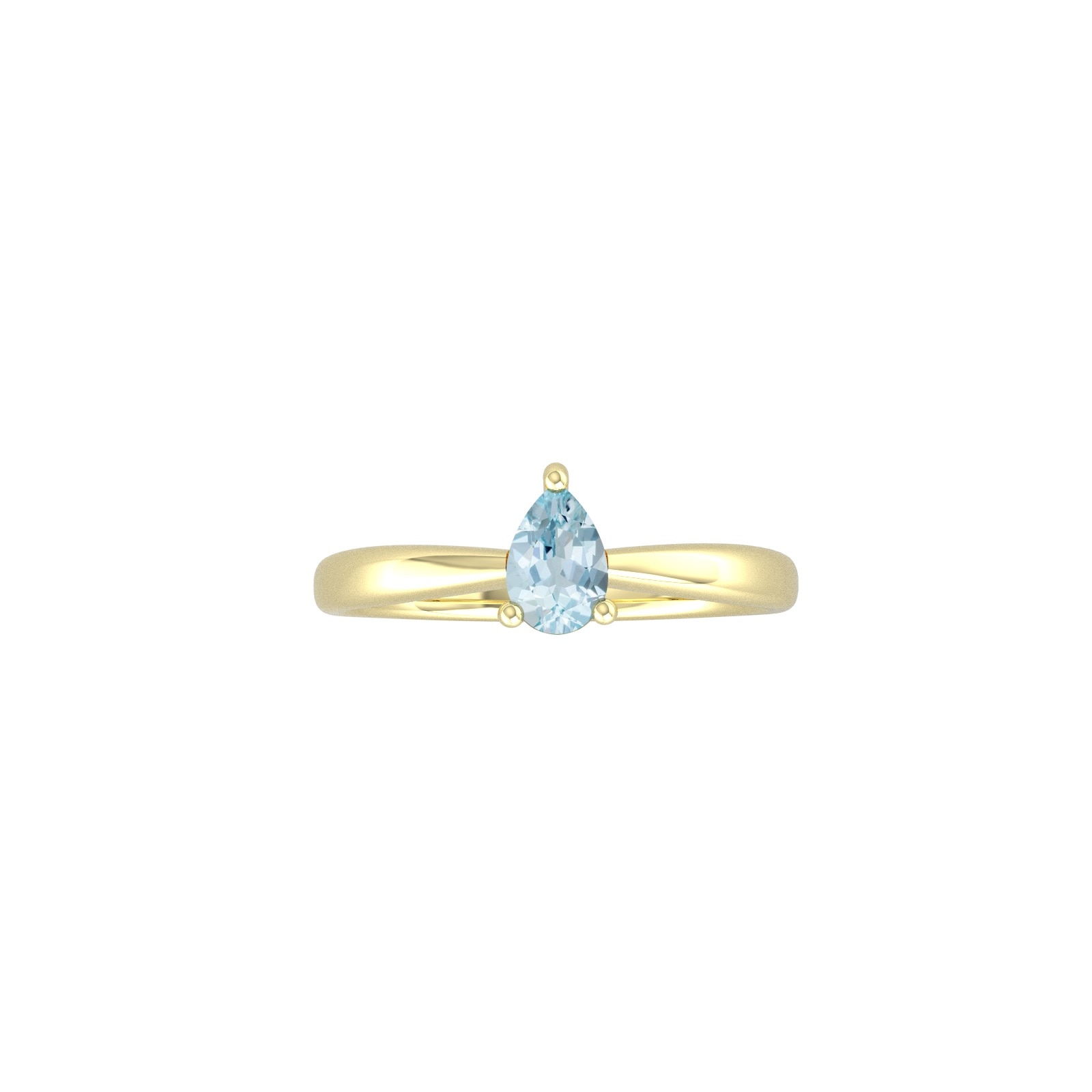 9ct Yellow Gold 4 Claw Pear Cut Aquamarine Ring