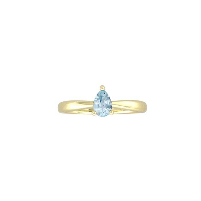 By Request 9ct Yellow Gold 4 Claw Pear Cut Aquamarine Ring