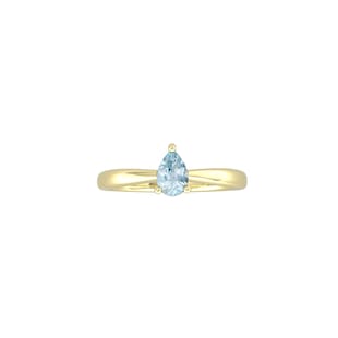By Request 9ct Yellow Gold 4 Claw Pear Cut Aquamarine Ring