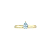 By Request 9ct Yellow Gold 4 Claw Pear Cut Aquamarine Ring - Ring Size M.5