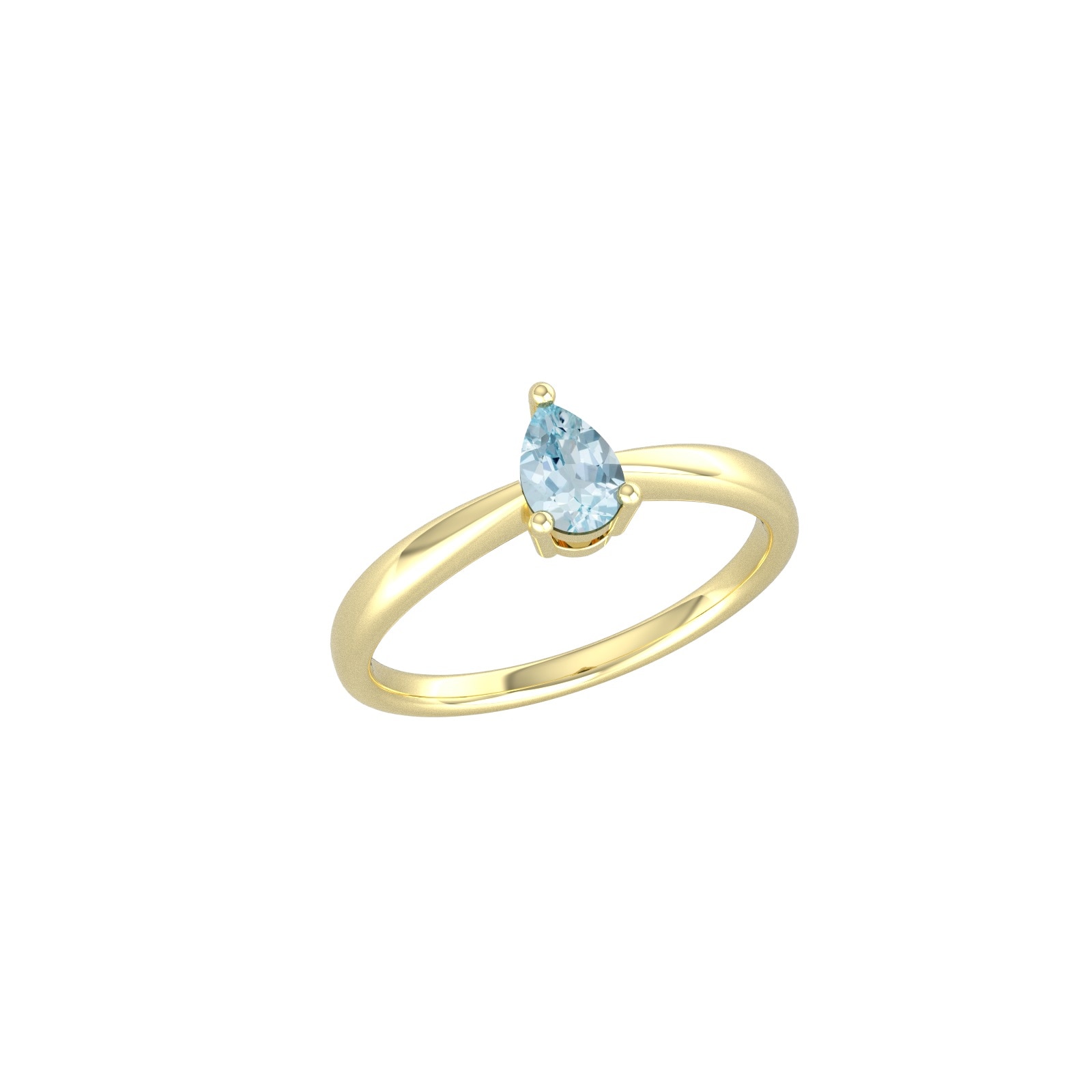 By Request 9ct Yellow Gold 4 Claw Pear Cut Aquamarine Ring - Ring Size Q.5 By Request 9ct Yellow Gold 4 Claw Pear Cut Aquamarine Ring - Ring Size Q.5