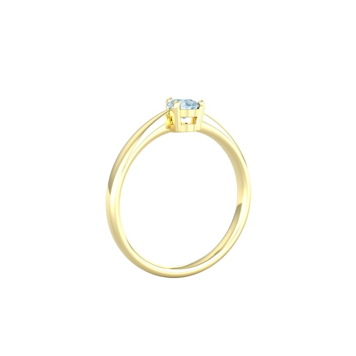 By Request 9ct Yellow Gold 4 Claw Pear Cut Aquamarine Ring - Ring Size M.5