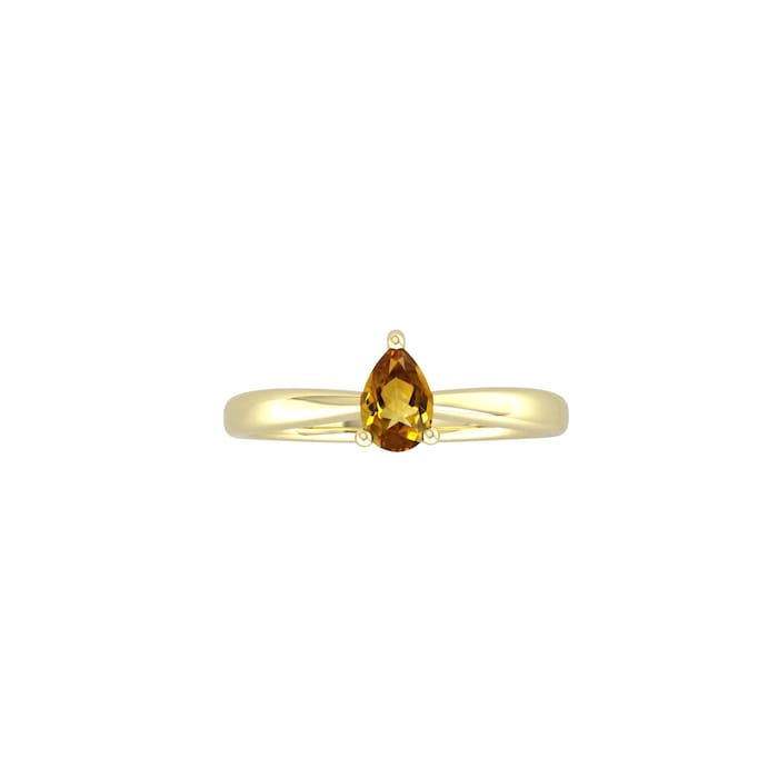 By Request 9ct Yellow Gold 4 Claw Pear Cut Citrine Ring - Ring Size W