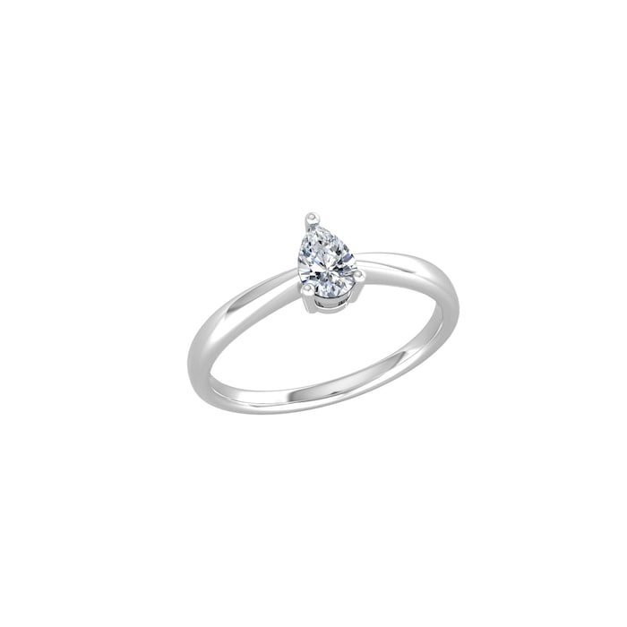By Request 9ct White Gold 4 Claw Pear Cut 0.40ct Diamond Ring - Ring Size D