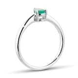 By Request 9ct White Gold 4 Claw Pear Cut Emerald Ring - Ring Size F.5