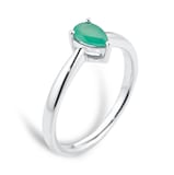 By Request 9ct White Gold 4 Claw Pear Cut Emerald Ring - Ring Size G