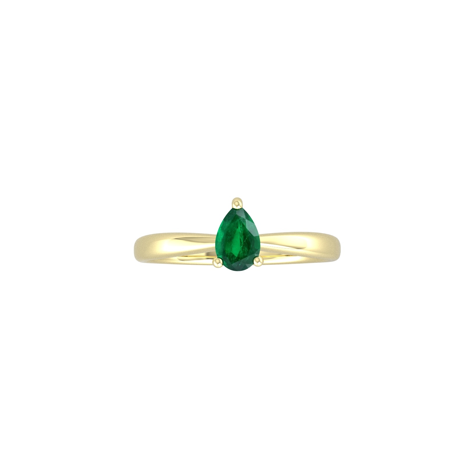 9ct Yellow Gold 4 Claw Pear Cut Emerald Ring