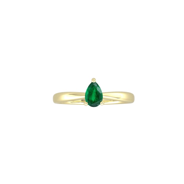 By Request 9ct Yellow Gold 4 Claw Pear Cut Emerald Ring