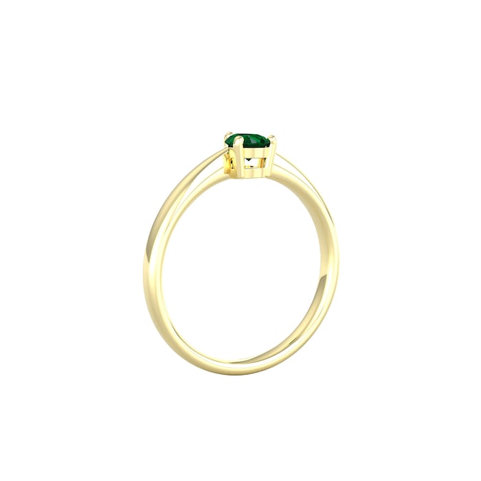 By Request 9ct Yellow Gold 4 Claw Pear Cut Emerald Ring - Ring Size C.5