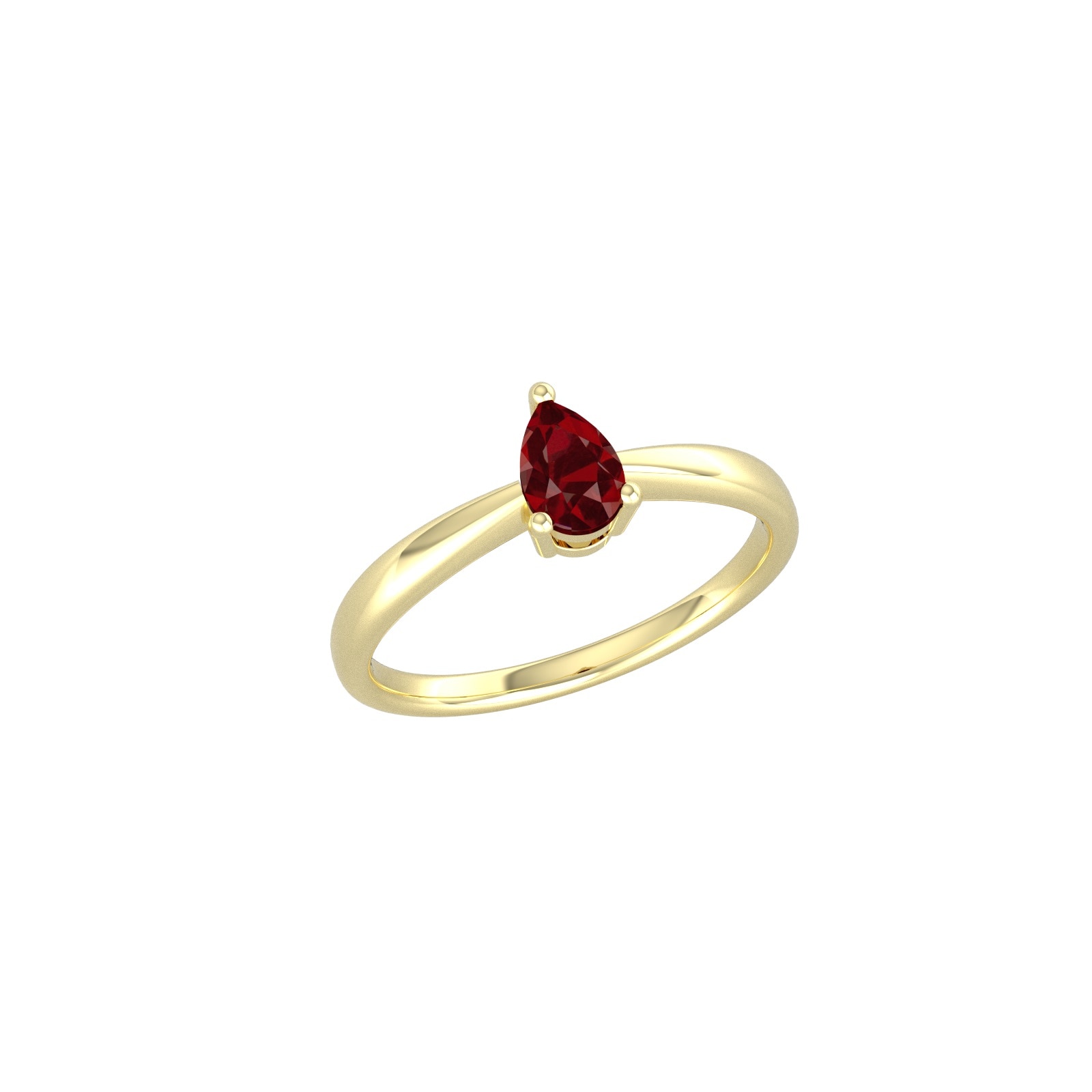By Request 9ct Yellow Gold 4 Claw Pear Cut Garnet Ring - Ring Size H