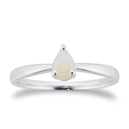 37894293 - 9ct White Gold 4 Claw Pear Cut Opal Ring
