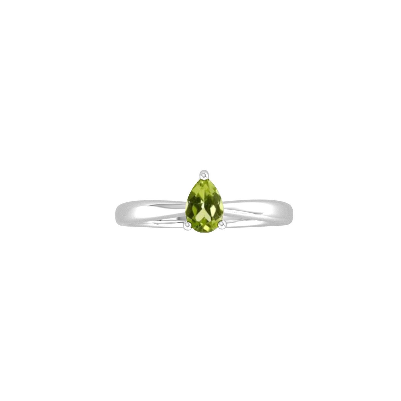 9ct White Gold 4 Claw Pear Cut Peridot Ring