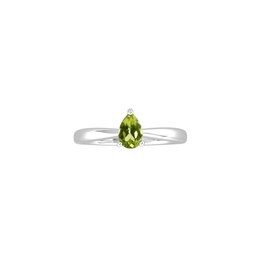 37894295 - 9ct White Gold 4 Claw Pear Cut Peridot Ring