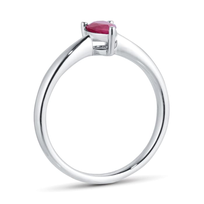 By Request 9ct White Gold 4 Claw Pear Cut Ruby Ring