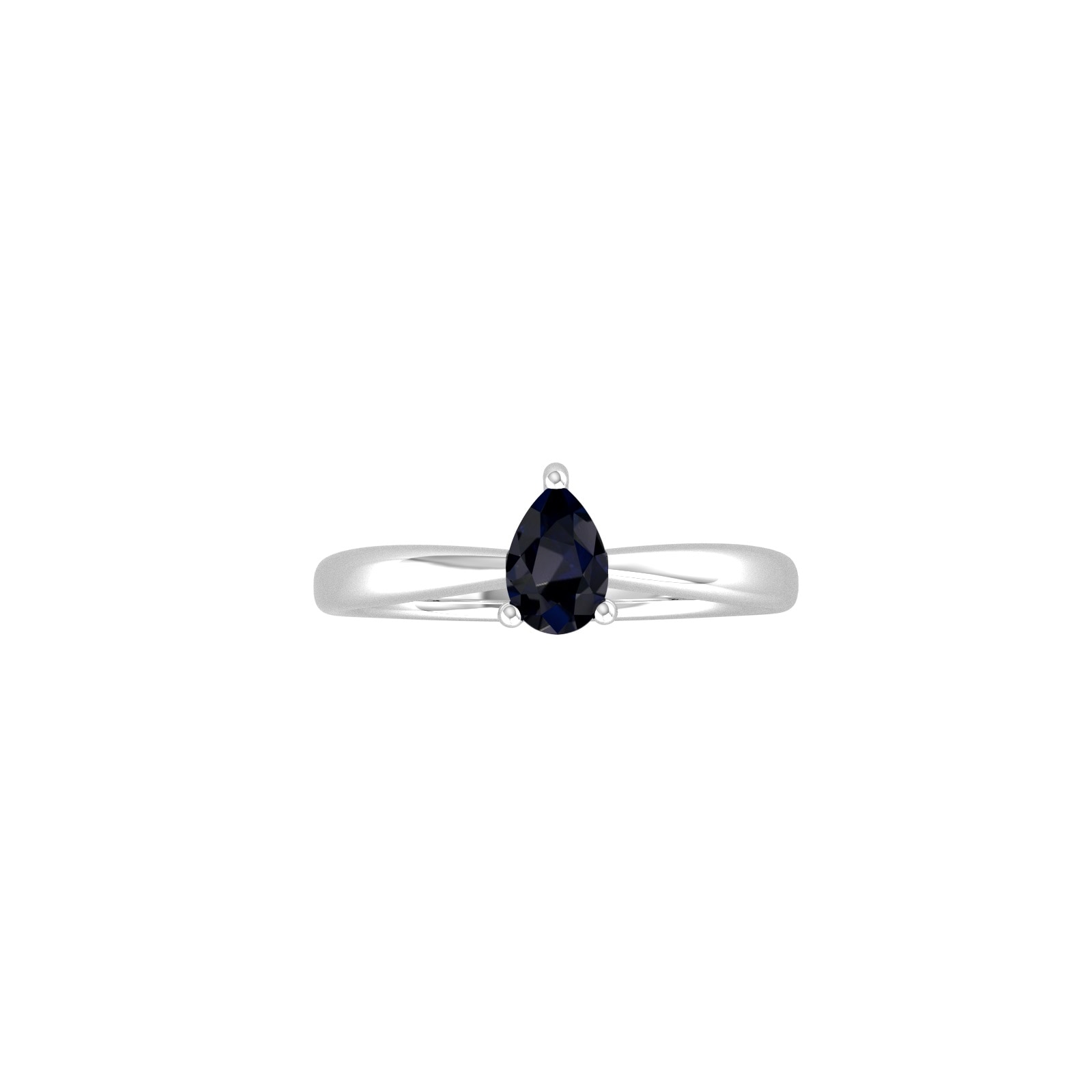 9ct White Gold 4 Claw Pear Cut Sapphire Ring