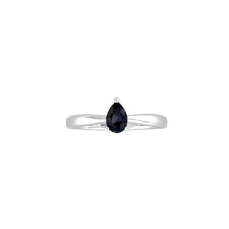 By Request 9ct White Gold 4 Claw Pear Cut Sapphire Ring