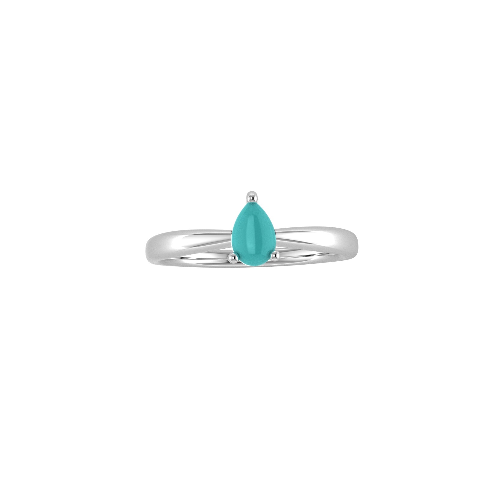 9ct White Gold 4 Claw Pear Cut Turquoise Ring