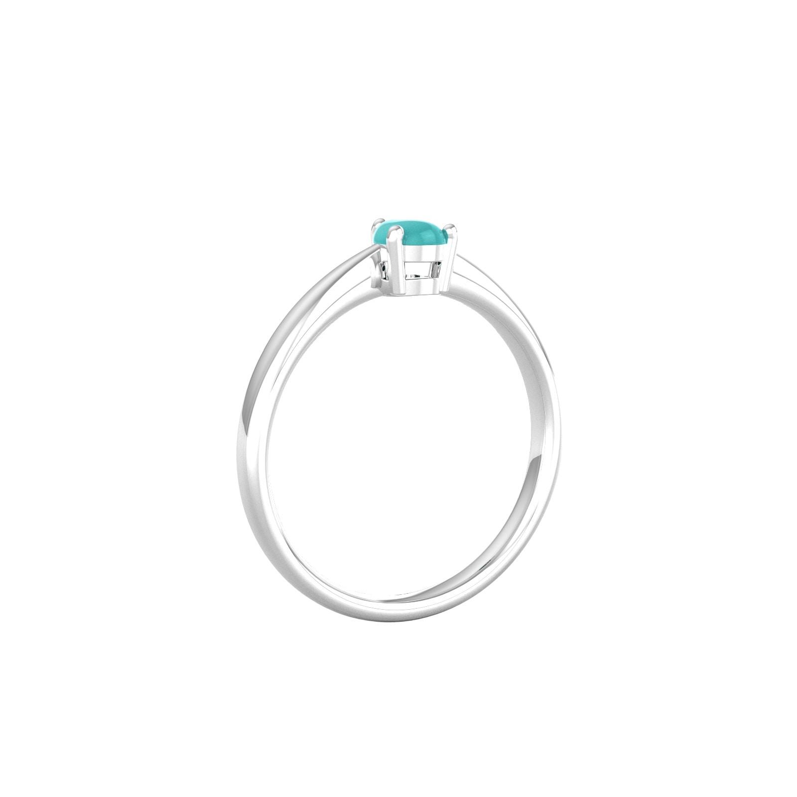 By Request 9ct White Gold 4 Claw Pear Cut Turquoise Ring - Ring Size I.5